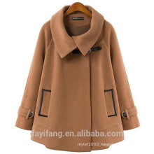 Latest autumn design women's wool coat with buttons and pockets